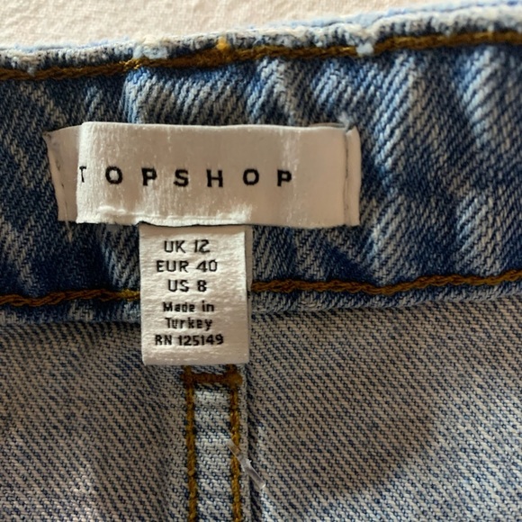 Top Shop denim skirt VINTAGE Y2K Button fly 4 pockets mini size 8 - Picture 6 of 8